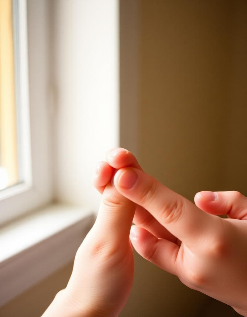 Newborn hand holding parent finger